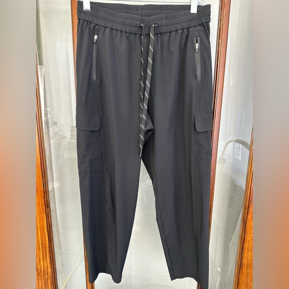 T by Talbots Black Athletic Pants Small Petite Drawstring Zipper Pockets Active
